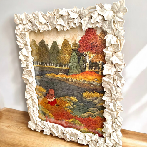 原画一点物】「荒涼の秋」ペン画 少女と秋の風景画のインテリアアート