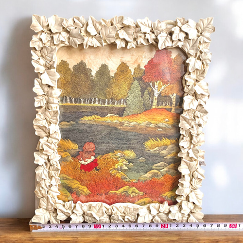 原画一点物】「荒涼の秋」ペン画 少女と秋の風景画のインテリアアート