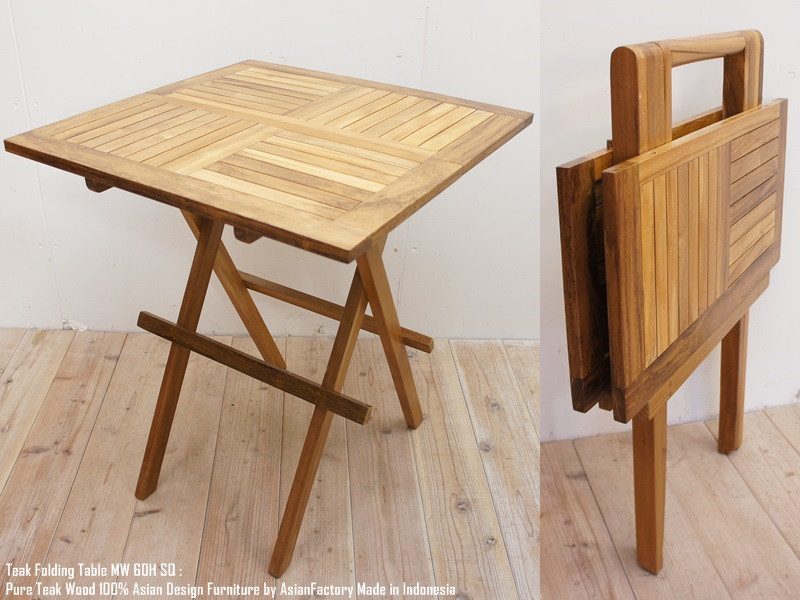 ガーデンテーブル 折り畳みテーブル 四角形 60cm×70cm ガーデンファニチャー スクエア 木製 銘木 高級木材 15,300円