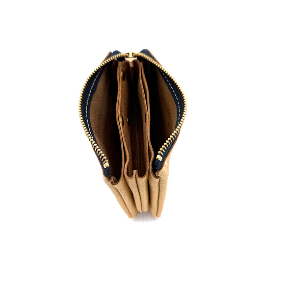 ｷｭｲｰﾙﾃﾞｿﾝ これ1つで身軽になる軽くて小さいお財布ポーチ　コンパクトで大容量なポーチ財布　《ベージュ》228 6枚目の画像