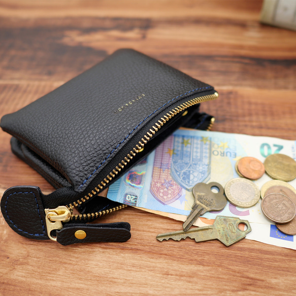 ｷｭｲｰﾙﾃﾞｿﾝ これ1つで身軽になる軽くて小さいお財布ポーチ　コンパクトで大容量なポーチ財布　《ブラック》228 2枚目の画像