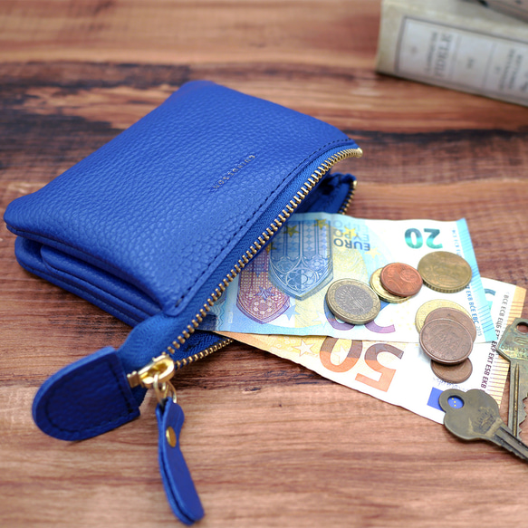 ｷｭｲｰﾙﾃﾞｿﾝ これ1つで身軽になる軽くて小さいお財布ポーチ　コンパクトで大容量なポーチ財布　《ブルー》228 2枚目の画像