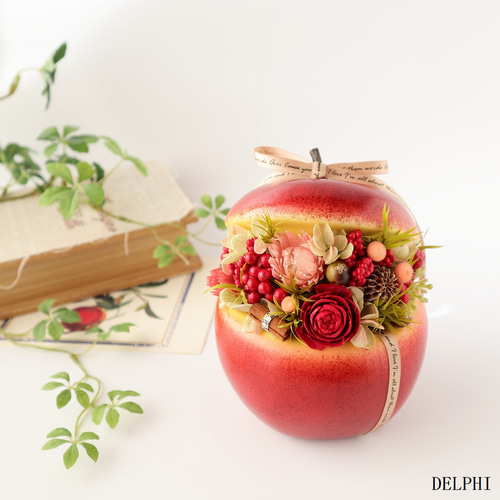 翌日発送】本物そっくり！りんごのアレンジメント【プリザーブド