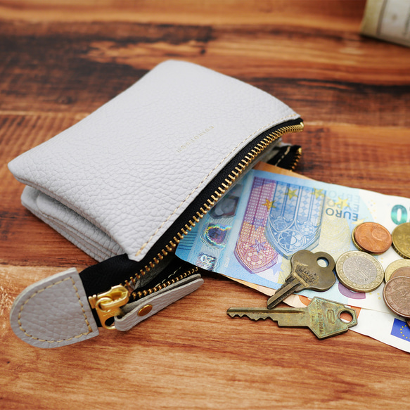 ｷｭｲｰﾙﾃﾞｿﾝ これ1つで身軽になる軽くて小さいお財布ポーチ　コンパクトで大容量なポーチ財布　《アイスグレー》228 2枚目の画像