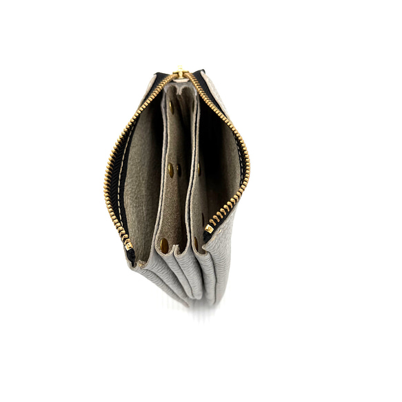 ｷｭｲｰﾙﾃﾞｿﾝ これ1つで身軽になる軽くて小さいお財布ポーチ　コンパクトで大容量なポーチ財布　《アイスグレー》228 6枚目の画像