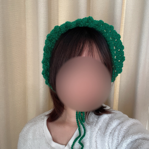 ボンネット風イヤーマフ 耳当て 緑 ヘッドドレス ハンドメイド その他