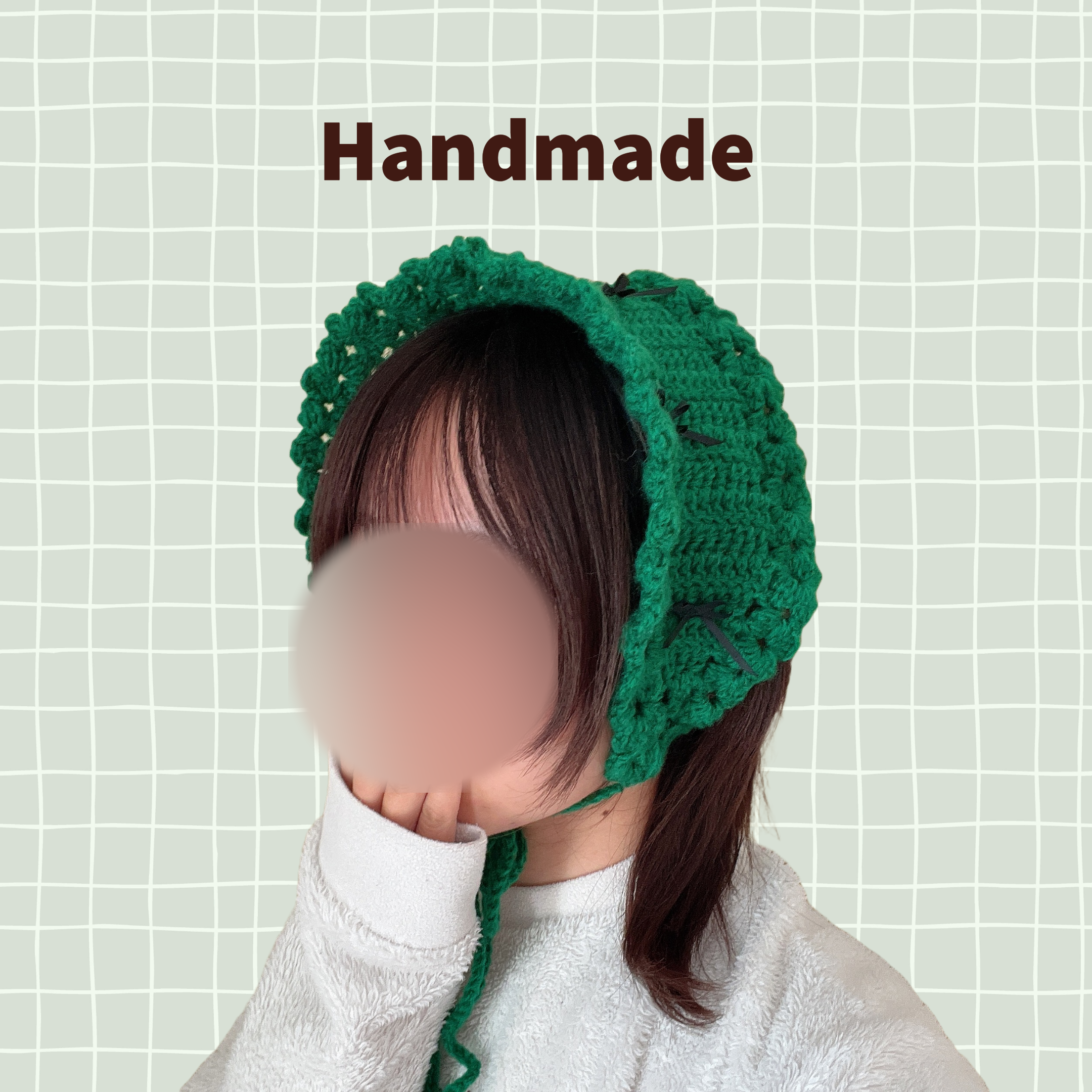 オーダーページ＊　ハンドメイド＊　イヤーマフ ボンネット風イヤーマフ 耳当て 緑 ヘッドドレス ハンドメイド その他