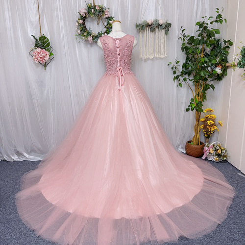 パール付け キラキラ ピンク カラードレス ウェディングドレス 演奏会