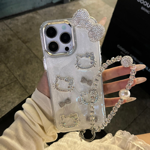 銀白のキティちゃん スマホ・携帯ケース iPhoneケース・カバー