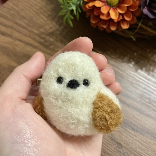 ココアにぷかぷか浮かぶシマエナガさん 羊毛フェルト かくせる