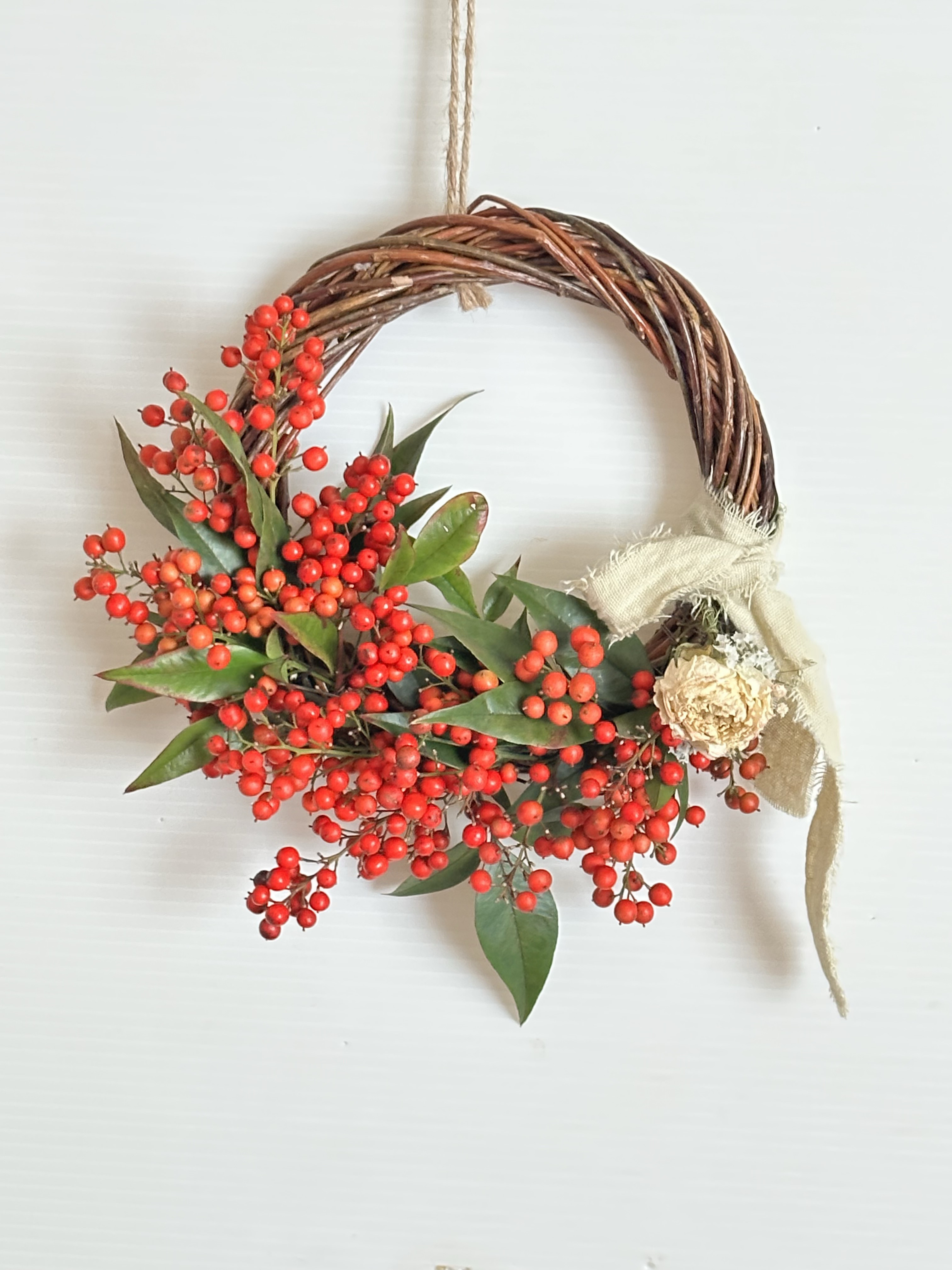 受注制作　宅急便　フレッシュ南天のしめ縄　節分に向けてリースに変更可能 受注制作　宅急便　フレッシュ南天のしめ縄　節分に向けてリースに変更可能