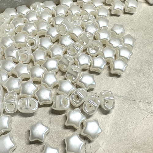 40個 10mm 4つ穴 星 パール ビーズ ホワイト ビーズ ギルドバイピー