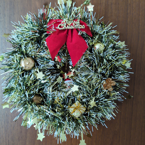 ✨may✨リース2点 送料無料】クリスマス リース 羊毛フェルト キラキラ モノトーン