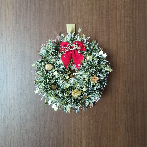 ♥キラキラモールの素敵なミニサイズのクリスマスリース 20cm