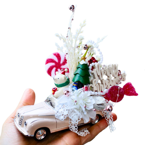 クリスマス ミニカー アレンジ くまサンタ ツリー ミニチュア 飾り