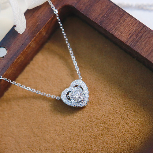 k18ハート型天然ダイヤモンドネックレス