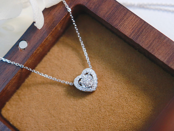 ハート形 天然ダイヤモンドネックレスk18 ネックレス・ペンダント