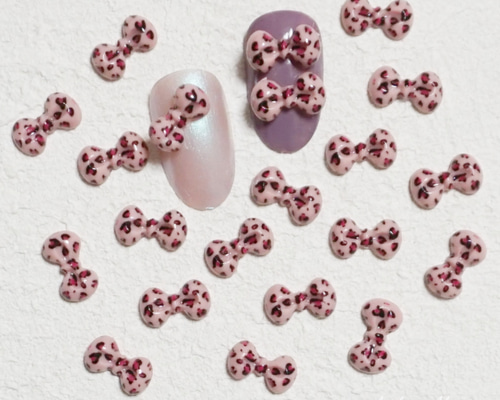 10pcs＊レオパード リボン ピンク ネイルパーツ デコパーツ Atelier