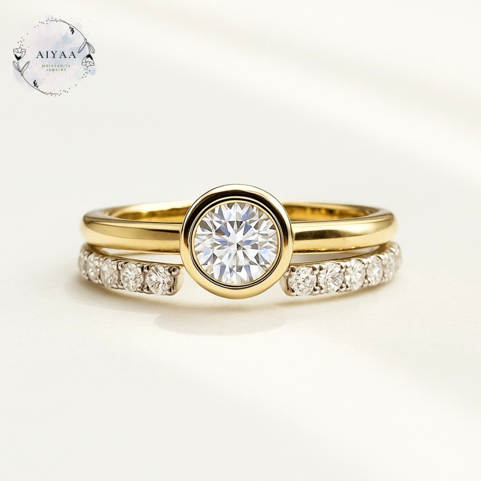 モアサナイト｜重ね付けで魅せる上品2本セットリング