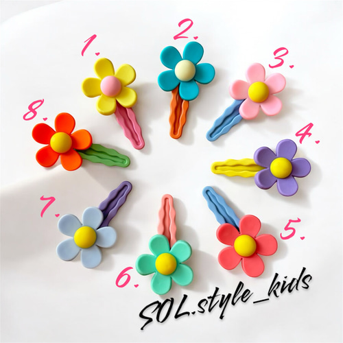 選べる8色 メルティフラワー ヘアクリップ ヘアピン ヘアアクセ キッズ