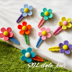 選べる2点セット ポップフラワー ヘアクリップ ヘアピン ヘアアクセ