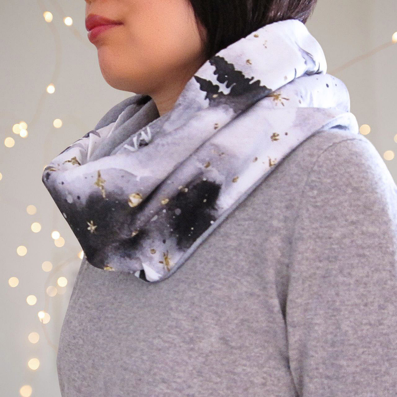 星降る森のフリーススヌード グレー オリジナル生地