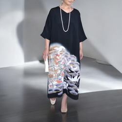 iks 着物リメイクワンピース留袖ドレス合わせ鶴 iks様専用 着物リメイクワンピース留袖ドレス合わせ鶴 - メルカリ