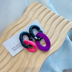 オトナきれいめダルメシアンピアス。　モノトーン×ネオンカラー。　イロが選べるタイプ 8枚目の画像