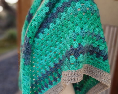 三角ショール　手編み　ストール　グリーン　爽やか　ウール 44815380c9dab970bfcf305b40d07b