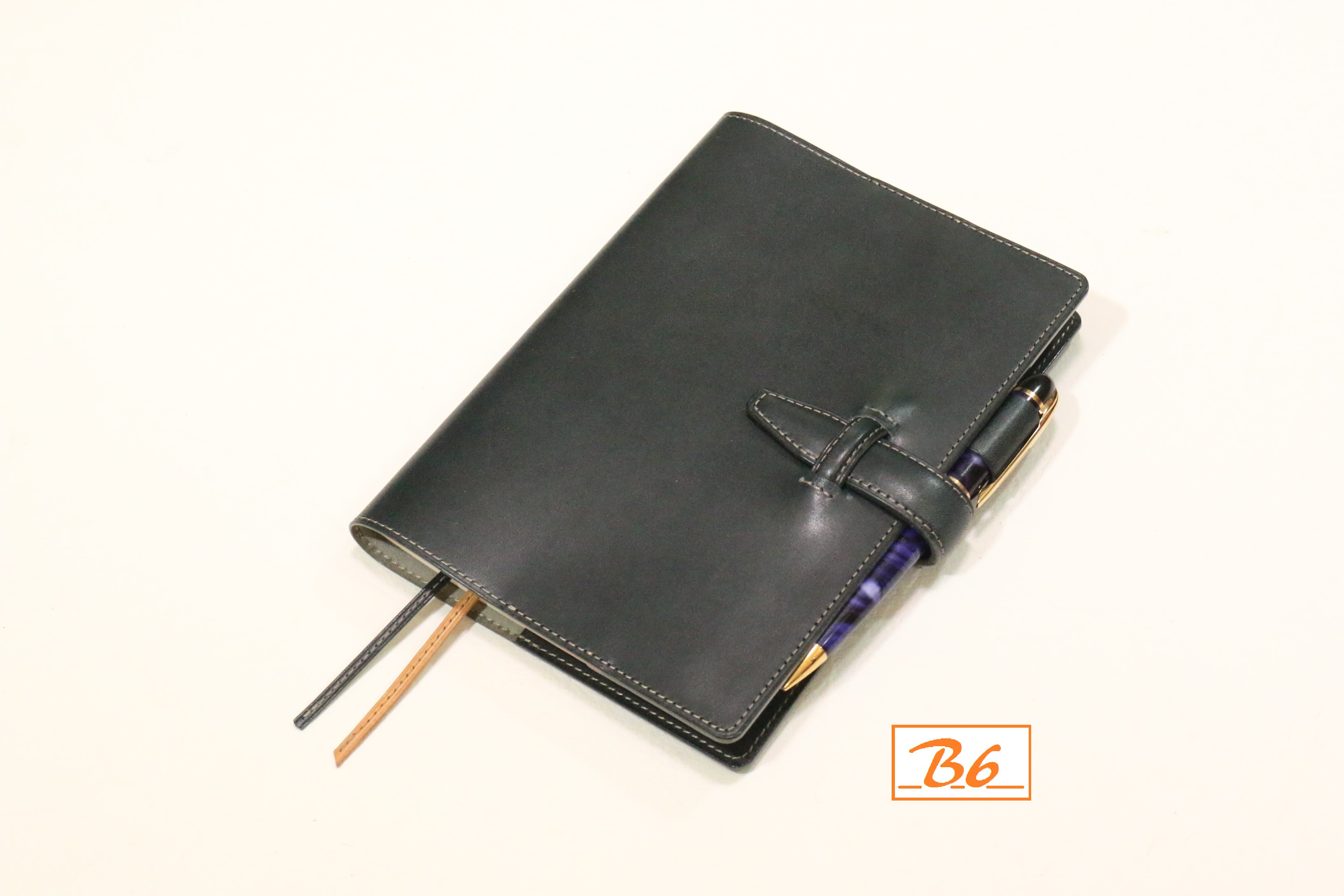 手帳カバー(B6サイズ) 栃木レザー ネイビー/ベージュ  T786