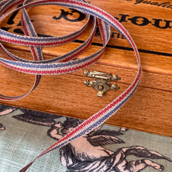 1m単位！リネンテープ！日本製『リネン・ベーシックストライプ　トリコロール』〜5mm幅　1ｍ単位でカット～ 1枚目の画像