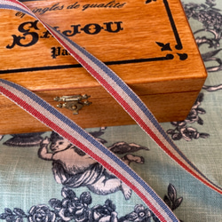 1m単位！リネンテープ！日本製『リネン・ベーシックストライプ　トリコロール』〜5mm幅　1ｍ単位でカット～ 3枚目の画像