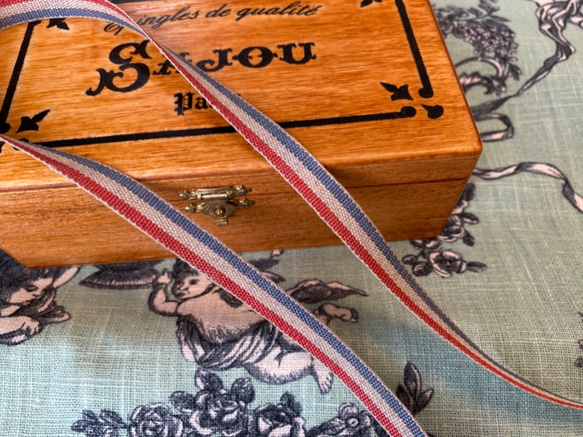 1m単位！リネンテープ！日本製『リネン・ベーシックストライプ　トリコロール』〜5mm幅　1ｍ単位でカット～ 3枚目の画像