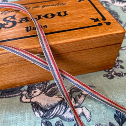 1m単位！リネンテープ！日本製『リネン・ベーシックストライプ　トリコロール』〜5mm幅　1ｍ単位でカット～ 2枚目の画像