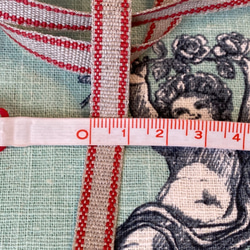 1m単位！リネンテープ！日本製！『リネン・ベーシックストライプ　レッドストライプ』〜10mm幅　1ｍ単位でカット～ 2枚目の画像