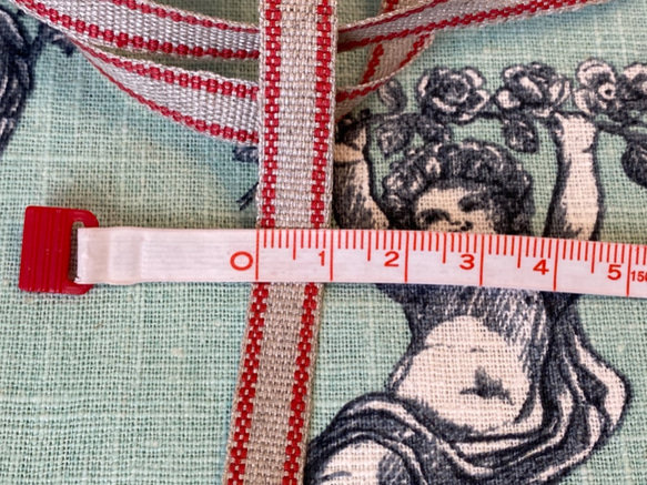 1m単位！リネンテープ！日本製！『リネン・ベーシックストライプ　レッドストライプ』〜10mm幅　1ｍ単位でカット～ 2枚目の画像