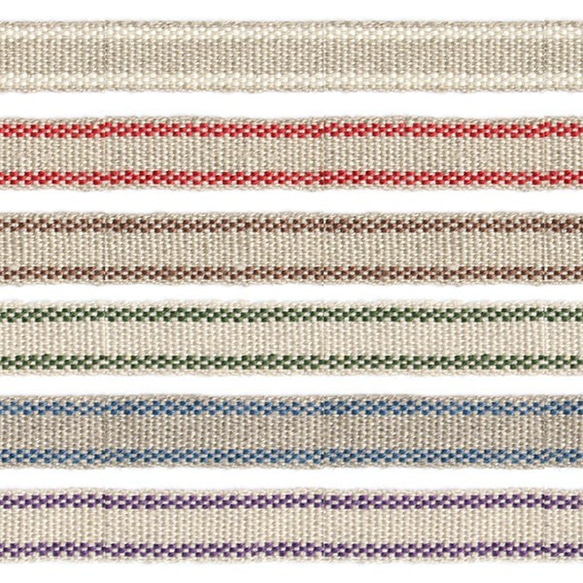 1m単位！リネンテープ！日本製！『リネン・ベーシックストライプ　レッドストライプ』〜10mm幅　1ｍ単位でカット～ 5枚目の画像