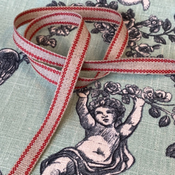 1m単位！リネンテープ！日本製！『リネン・ベーシックストライプ　レッドストライプ』〜10mm幅　1ｍ単位でカット～ 3枚目の画像