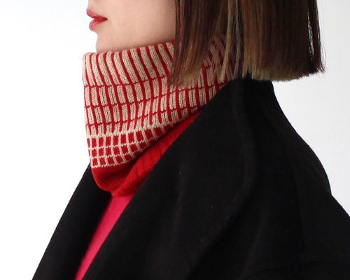 カシミヤ100：% PERCENT ネックウォーマー （レッド）ホールガーメント