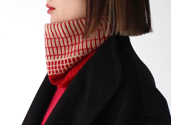 カシミヤ100：% PERCENT ネックウォーマー （レッド）ホールガーメント