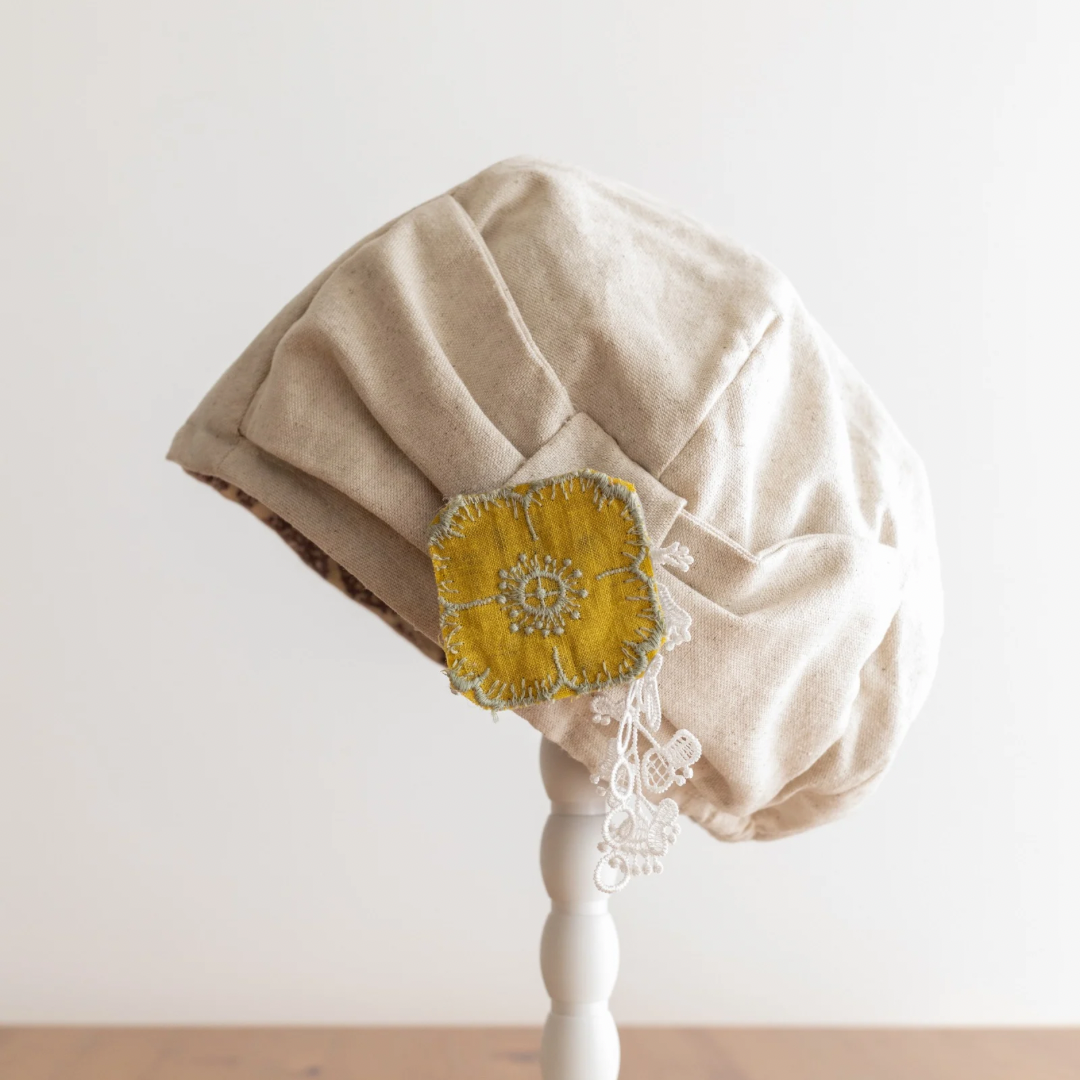 リボンベレー 帽　きなり　ケア帽子　プレゼント　ゆったり　柔らか　心地よい　医療用帽子　お出かけ　オプション前髪