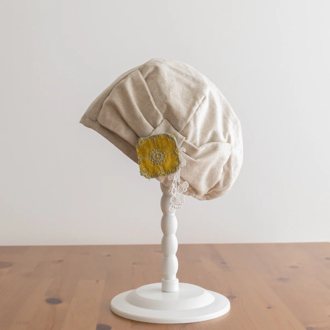 リボンベレー 帽　きなり　ケア帽子　プレゼント　ゆったり　柔らか　心地よい　医療用帽子　お出かけ　オプション前髪