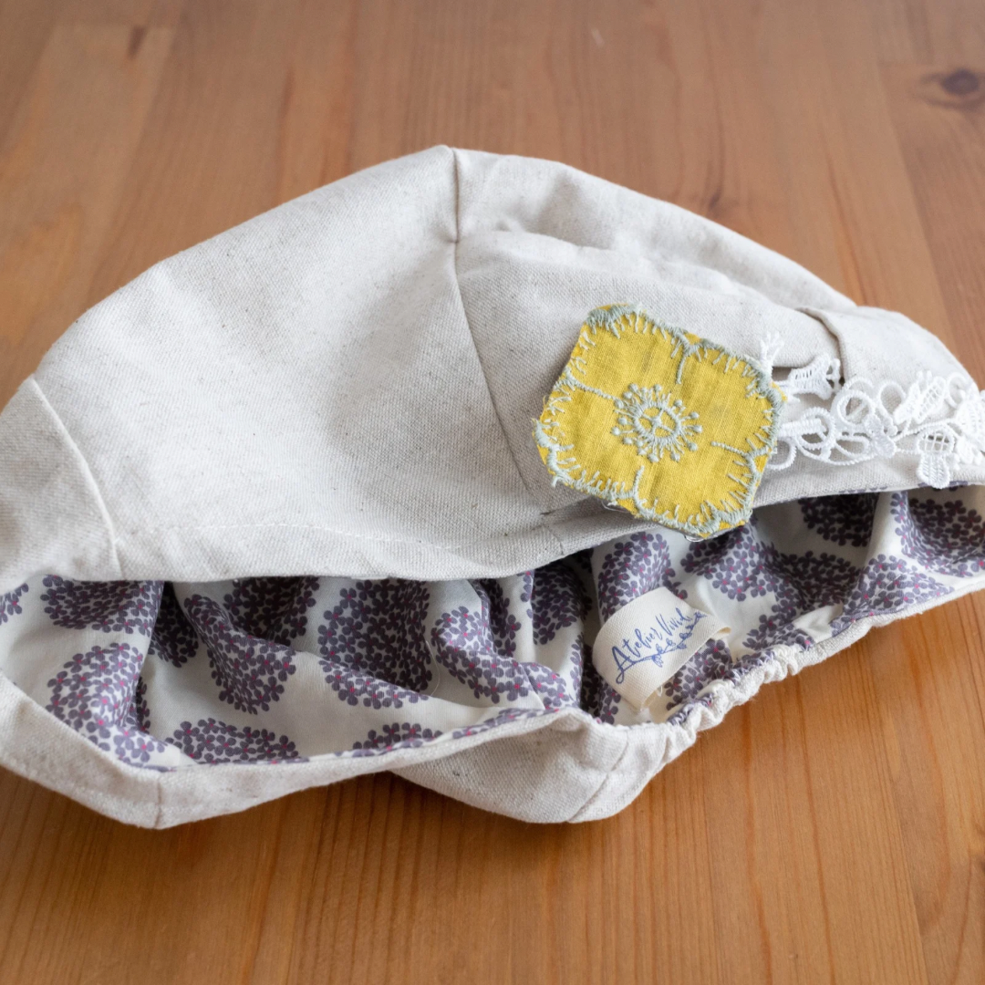 リボンベレー 帽　きなり　ケア帽子　プレゼント　ゆったり　柔らか　心地よい　医療用帽子　お出かけ　オプション前髪