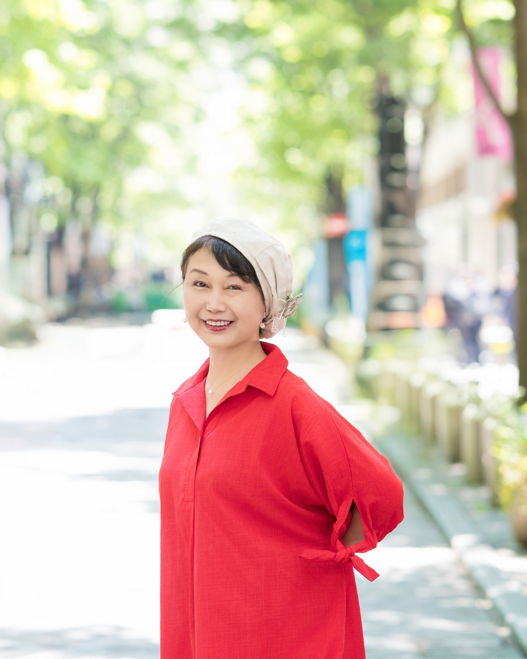 リボンベレー 帽　きなり　ケア帽子　プレゼント　ゆったり　柔らか　心地よい　医療用帽子　お出かけ　オプション前髪