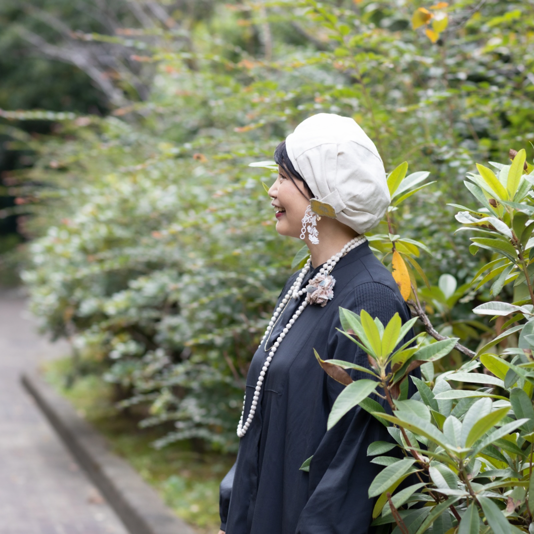 リボンベレー 帽　きなり　ケア帽子　プレゼント　ゆったり　柔らか　心地よい　医療用帽子　お出かけ　オプション前髪