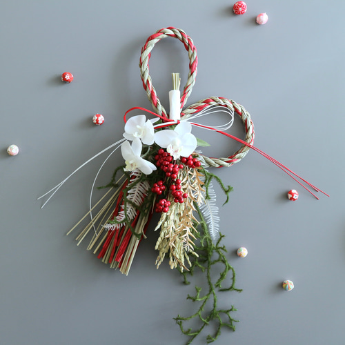 ふたばしめ縄 胡蝶蘭 超早割お正月2026 しめ縄・しめ飾り Bleu du ciel