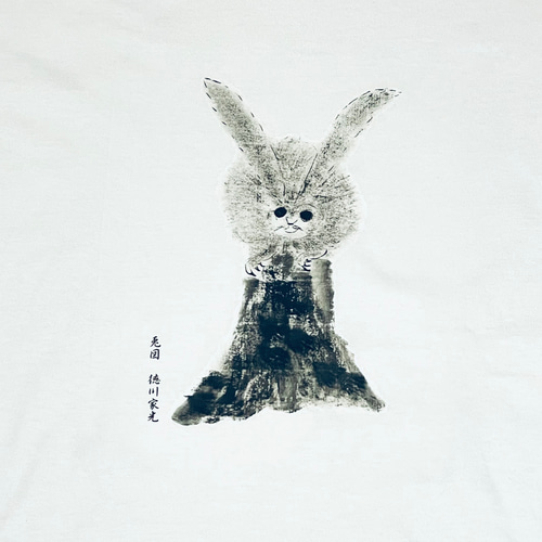 徳川家光 兎図 家光うさぎ 綿5.6オンスへヴィーウエイトTシャツ白 SML