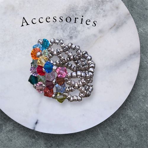 【美品】スワロフスキー リング 9号 指輪 宝石風 キラキラ SWAROVSKI スワロフスキー リング 指輪 9号 Constella