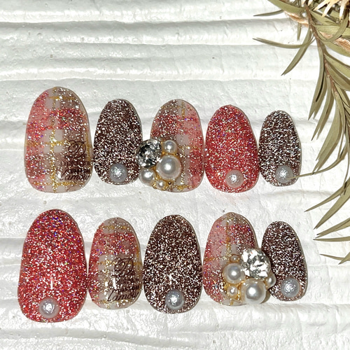 ネイルチップ フラッシュネイル チェック柄 #97 ネイルチップ（つけ爪