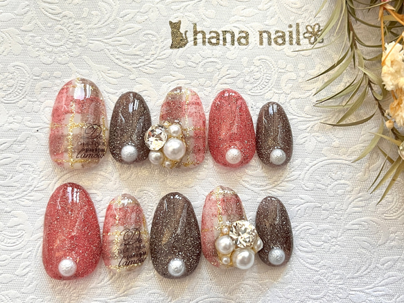 ネイルチップ フラッシュネイル チェック柄 #97 ネイルチップ（つけ爪